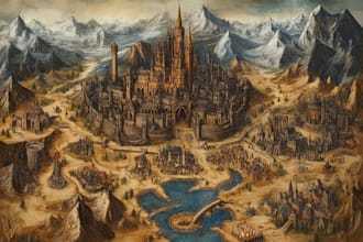 create fantasy map of a fictional world