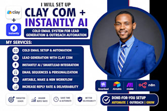 setup clay com instantly ai cold email automation system n8n lead generation