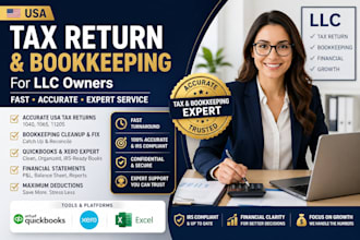 do USA tax return, fix bookkeeping for llc owners with fast accurate expert serv