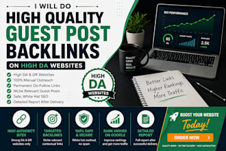 build high quality seo backlink with real guest post on high da websites