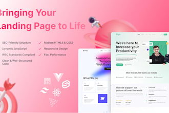 convert HTML to CSS responsive landing page