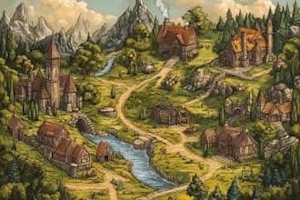 make you a unique fantasy battle map, world map