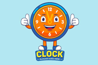 design hand clock mascot logo design with express delivery