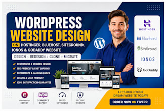 design wordpress website on hostinger bluehost siteground ionos godaddy website