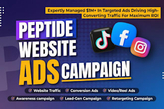 run organic tiktok ads, facebook or instagram ads promotion for peptide website