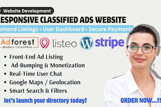 design a responsive classified ads website with front end listing and payments