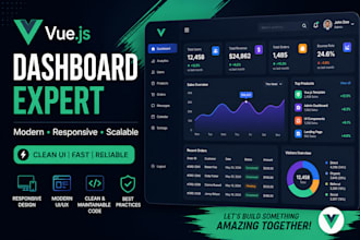 build a modern vuejs dashboard or web application with clean UI