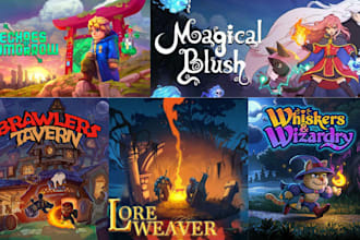 draw cozy pixel steam capsule cover art logo game banner indie game art