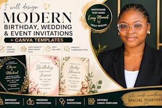 design modern birthday wedding and event invitations, canva templates