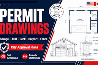 do permit drawings for garage, adu, deck, carport and security fence