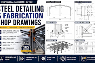 do steel detailing and fabrication shop drawings with connections