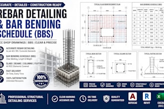 provide rebar detailing and bar bending schedule for rcc structures