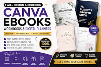 design and redesign canva ebooks, workbooks, and digital planners