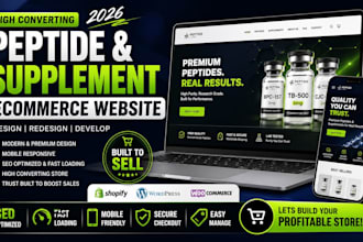 do peptide ecommerce website design peptide website, build supplement website