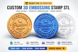 design custom 3d embossing stamp stl files for 3d printing