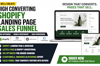 create high converting shopify SEO clickfunnel unbounce landingpage sales funnel
