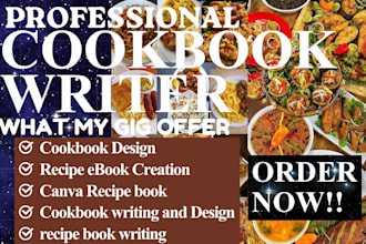 ghostwrite a professional cookbook, recipe book, and ebook