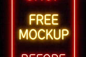 design barber shop neon sign with free mockup