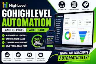 fix, setup, build gohighlevel automation, ghl landing page, ghl white label crm