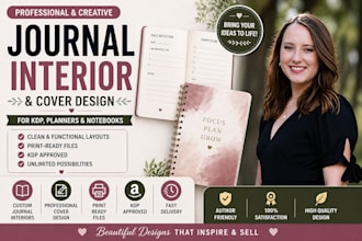 design journal interior and cover for KDP, planners, and notebooks