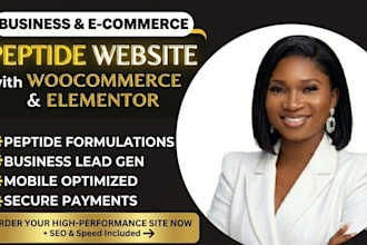create business website, woocommerce, elementor, wordpress peptide website