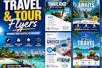 design travel, tour, vacation and holiday promotion flyers