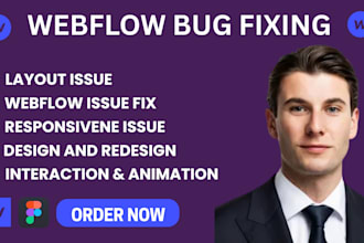 fix webflow, layout issues, responsiveness, website bug fix, redesign webflow
