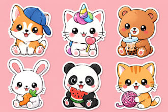 draw cute kawaii planner sticker set