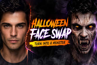 do halloween face swap, turn your photo into scary ghost, vampire, witch, spooky