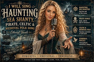 sing haunting sea shanty, pirate, celtic and medieval folk song, ethereal vocals