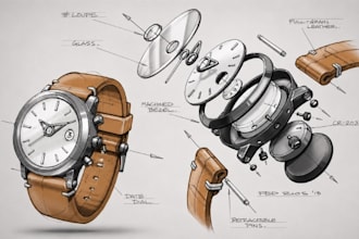 develop watch from concept to manufacturing  ready cad and technical drawing