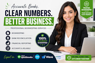 do monthly virtual bookkeeping, financials statement, reporting in quickbook