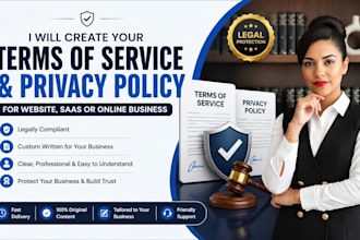 create terms of service and privacy policy for website, saas or online business