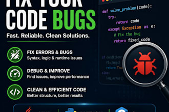 debug and fix errors in your java, python, or cpp code