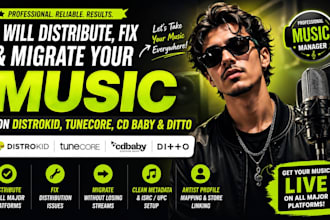 distribute, fix and migrate music, on distrokid, tunecore, cd baby and ditto