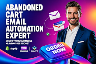 set up abandoned cart email automation for shopify, woocommerce klaviyo sales