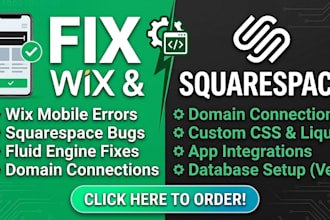 fix wix mobile responsive errors, solve squarespace bugs, and setup domain, seo