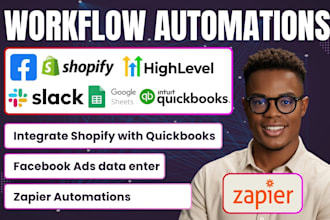 automate zapier gohighlevel shopify quickbooks facebook ads google sheets slack