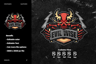 do modern custom hellowen, evil logo design