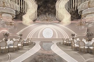 decorate 3d weeding hall, banquet decor, event hall, conference hall,hotel lobby