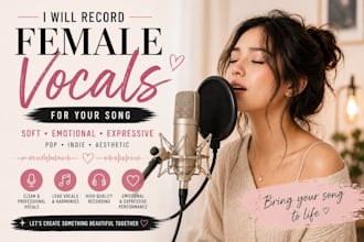 record soft emotional female vocals for your song