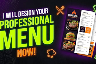 design a professional restaurant menu