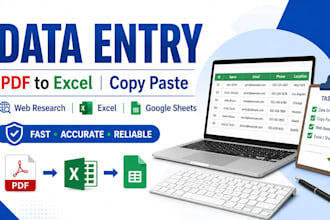 do data entry and PDF to excel work