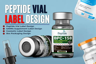 design peptide vial label, sarms supplement cosmetic label, box packaging design