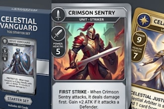 design custom trading card game tcg, card game art and board game cards