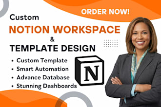 design a custom notion template, notion workspace, dashboard, automation system