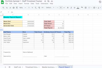 create a google sheets timesheet and payroll tracker