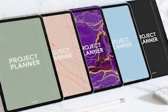 design a premium professional project planner in 5 aesthetic colors