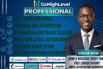 setup highlevel facebook ads typeform mailchimp twilio claude zoho integration