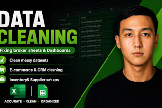 clean messy data and build excel or google sheets dashboards
